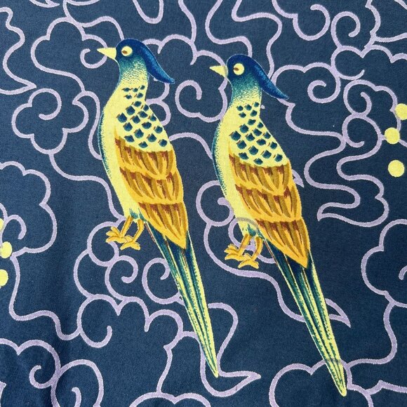 J Peterman Company Imperial Dragon Kimono Dress Faux Wrap Cotton Blue Print S/M - Picture 12 of 13